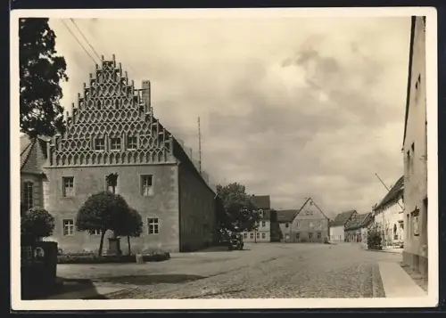Foto-AK Deutscher Kunstverlag, Nr. 3: Mühlberg /Elbe, Rathaus und Neustädter Markt