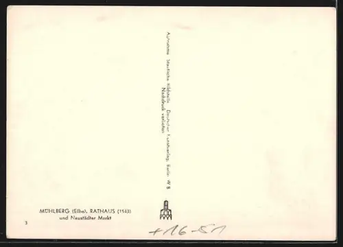 Foto-AK Deutscher Kunstverlag, Nr. 3: Mühlberg /Elbe, Rathaus und Neustädter Markt