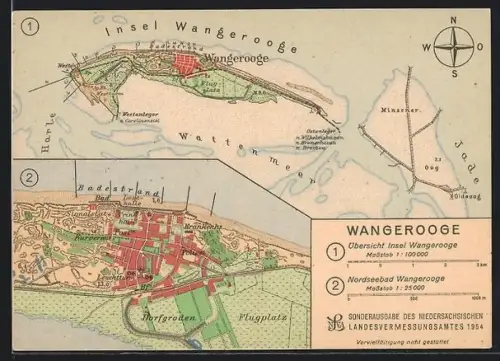 AK Wangerooge, Landkarte, Übersicht der Insel