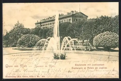 AK Metz, Esplanade et Palais de Justice avec fontaine