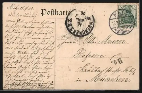 AK Metz, Place de la Comédie et nouveau Temple protestant