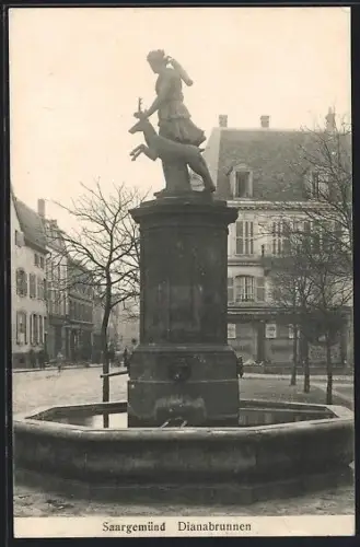 AK Saargemünd, Dianabrunnen im Ort