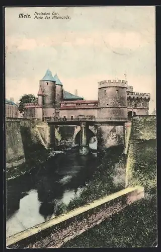 AK Metz, Porte des Allemands et vue sur le canal