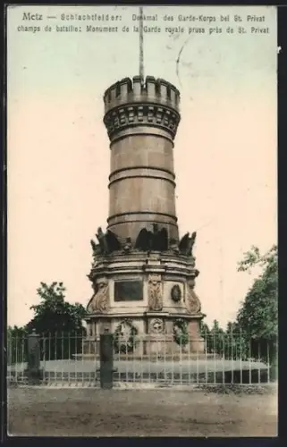 AK Metz, Monument de la Garde royale pruss près de St. Privat