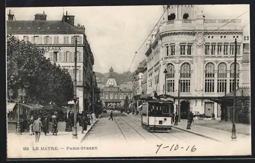 AK Le Havre, Paris-Street, Strassenbahn