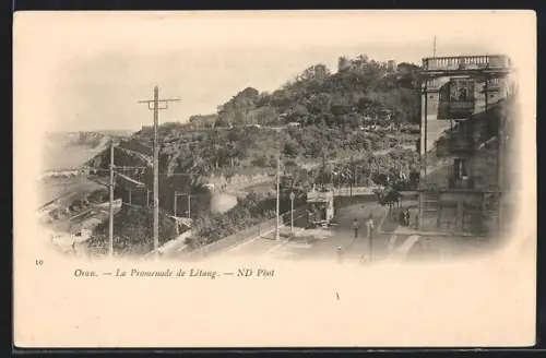 AK Oran, La Promenade de Létang, Strassenbahn