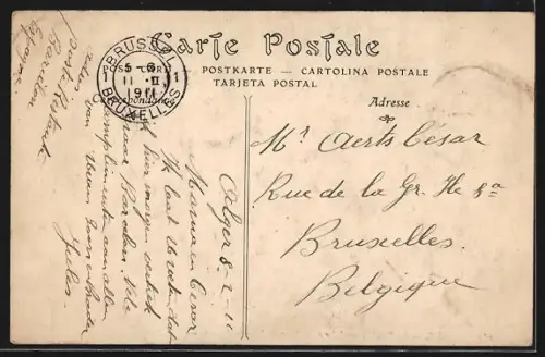 AK Alger, Le Palais Consulaire et la Mosquée Djemáa-Djedid, Strassenbahn