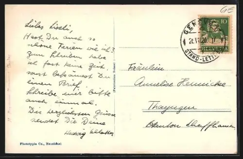 AK Genève, Pont et Tour de l`Ile, Strassenbahn