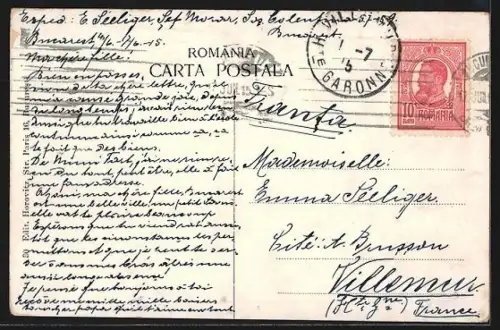 AK Bukarest, Boulevard Coltzei, Strassenbahn