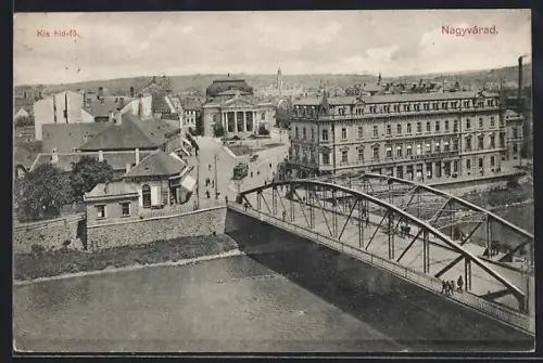 AK Nagyvárad, Kis hid-fö, Strassenbahn