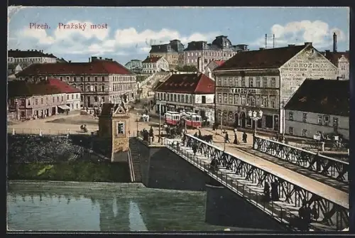 AK Pilsen, Prazky most, Strassenbahn