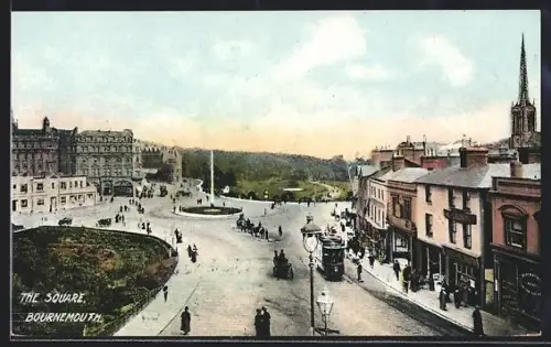 AK Bournemouth, The Square, Strassenbahn