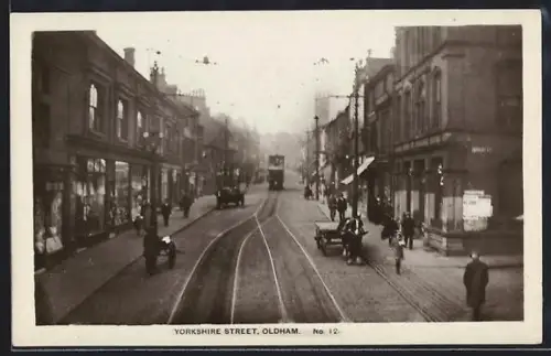 AK Oldham, Yorkshire Street, Strassenbahn