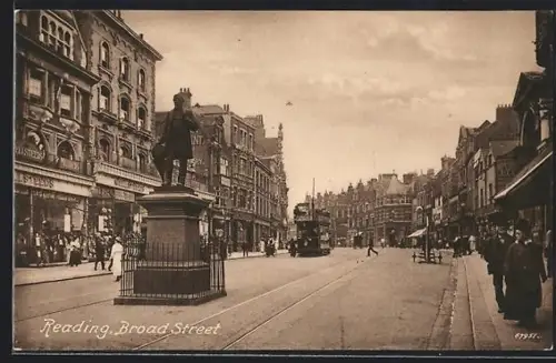 AK Reading, Broad Street, Strassenbahn