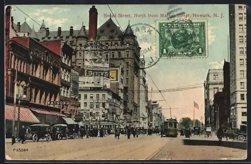 AK Newark, NJ, Broad Street, North from Market Street, Strassenbahn