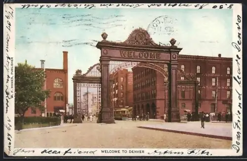 AK Denver, Street View, Strassenbahn