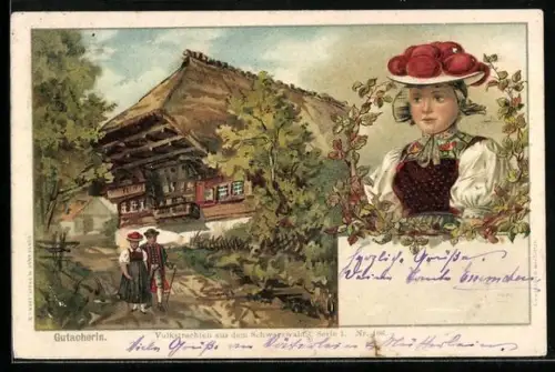 AK Schwarzwald, Gutacherin in Schwarzwälder Tracht