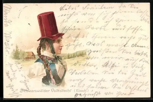 Lithographie Elzach, Schwarzwälder Volkstracht