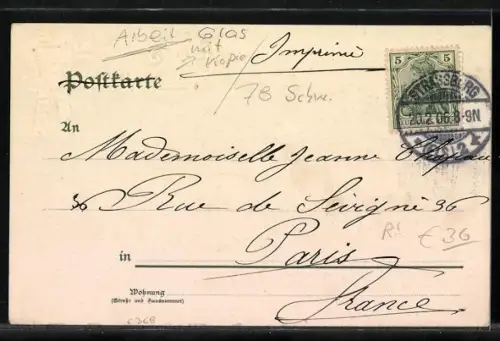 Lithographie Junge Schwarzwälderin läuft ein Stück mit dem Uhrenhändler