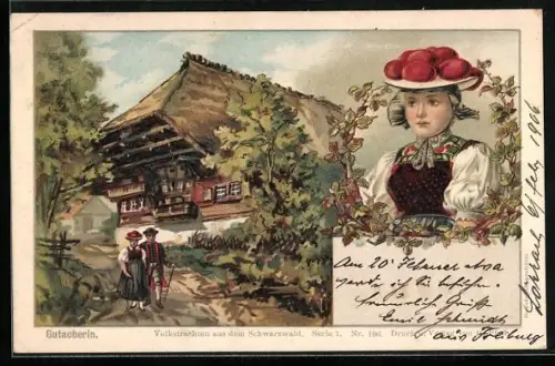 AK Schwarzwald, Gutacherin in Schwarzwälder Tracht