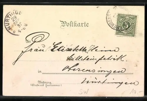 Lithographie Gruss aus dem Schwarzwald, Frau in Schwarzwälder Tracht