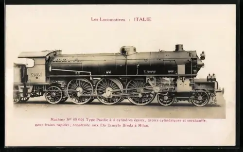 AK italienische Lokomotive, Machine Nr. 69.001 Type Pacific