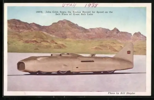 AK Hochgeschwindigkeitsauto auf dem Grossen Salzsee 1939, Fahrer John Cobb, Autorennen