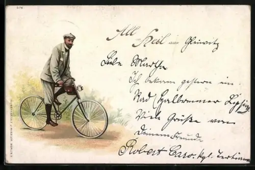 AK Herr in sportlicher Kleidung auf Fahrrad