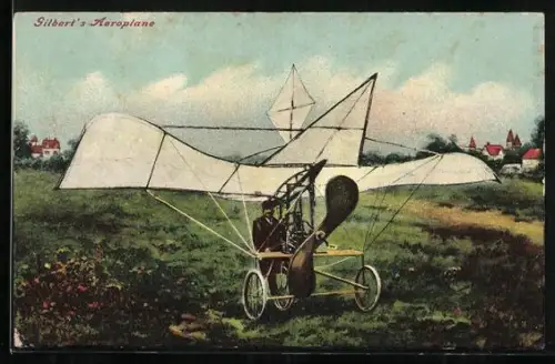 AK Gilbert`s Flugzeug auf einem Feld