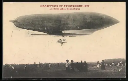 AK Le Dirigeable Militaire République, französischer Zeppelin