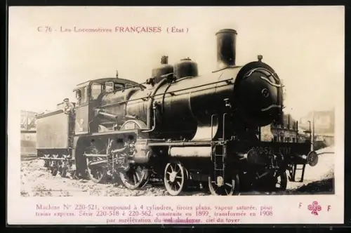 AK Französische Eisenbahnlokomotive Machine No 220-521