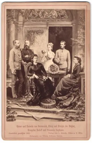 Fotografie L. Scholtz, Pirna, Kaiserin Elisabeth von Österreich Sissi, Franz-Joseph I., Kronprinz Rudolf, Stephanie