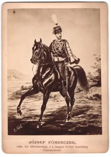 Fotografie Portrait Erzherzog Karl Ludwig von Österreich in Uniform mit Orden, zu Pferde, nach einem Gemälde