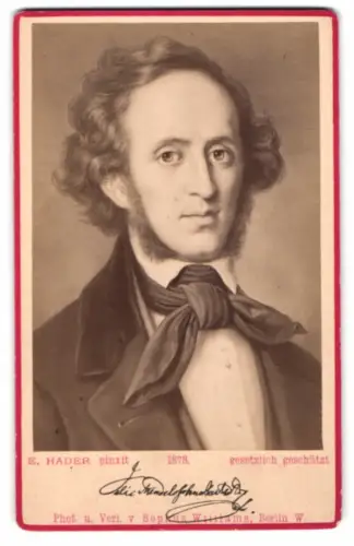 Fotografie Sophus Williams, Berlin, Portrait Komponist Mendelssohn-Bartholdy