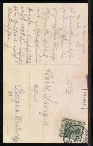 Foto-AK NPG Nr. 3287: Eleganter Herr mit Blumen, Geburtstagsgruss