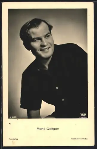 AK Schauspieler Renè Deltgen zur Seite lächelnd