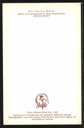 AK Schauspieler Karlheinz Böhm ernst blickend