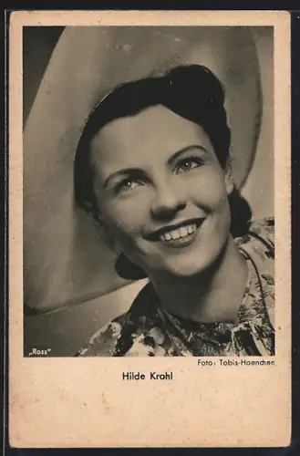AK Schauspielerin Hilde Krahl mit Sommerhut