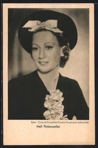 AK Schauspielerin Heli Finkenzellermit elegantem Hut