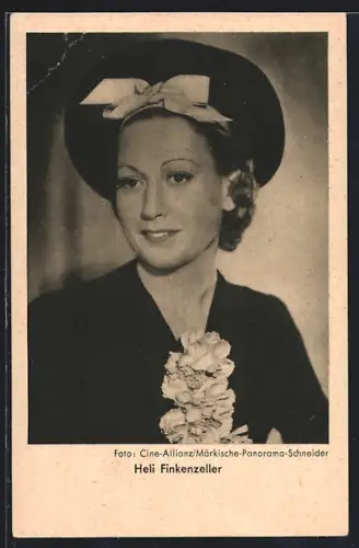AK Schauspielerin Heli Finkenzellermit elegantem Hut