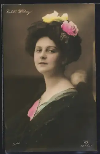 AK Schauspielerin Edith Whitney mit Blüten im Haar