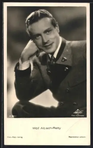 AK Schauspieler Wolf Albach-Retty, den Kopf auf die hand gestützt