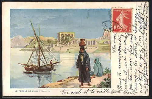Künstler-AK Philée, Le Temple
