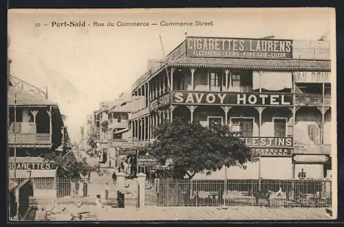 AK Port-Said, Rue du Commerce, Strassenpartie