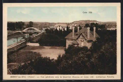 AK Berry-au-Bac /Aisne, Vue générale vers le Quartier Moscou et Cote108