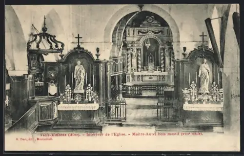 AK Viels-Maisons /Aisne, Intérieur de l`Eglise, Maître-Autel bois massif