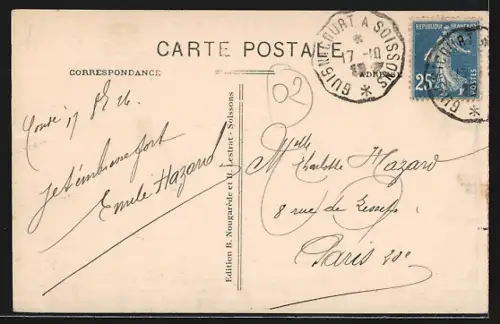 AK Vailly-sur-Aisne, L`Hôtel de Ville et la Fontaine avant la Guerre