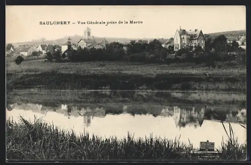 AK Saulchery, Vue Générale prise de la Marne