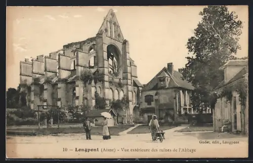AK Longpont /Aisne, Vue extérieure des ruines de L`Abbaye