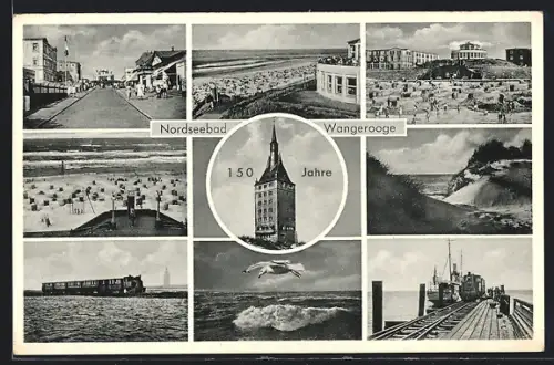AK Wangerooge, 150 Jahre Wangerooge, Strandansicht, Insel-Express, Turm